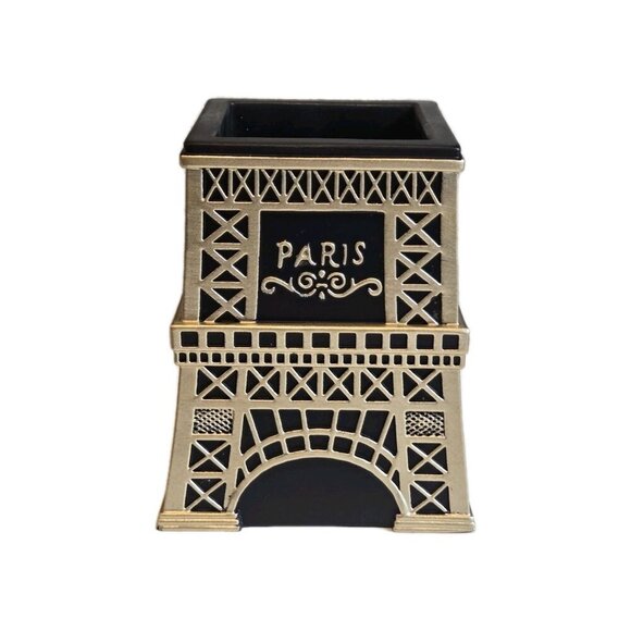 New Black & Gold Paris Eiffel Tower Bathroom Tooth Brush Holder Storage - Picture 2 of 3